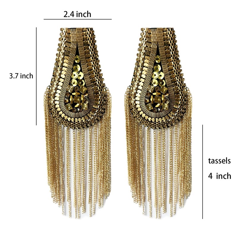 IZONHERE Ringmaster Cosplay Shoulder Epaulets Beaded Crystal with Tassel for