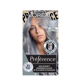 L'Oréal Paris Permanent Hair Colour, Long-Lasting Shine and Intense Colour, For up to 8 Weeks, Preference Vivids (Colorista), Silver Grey 10.11, x1 pack