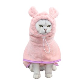 BT Bear Dog Bathrobe, Super Absorbent Quick Drying Microfiber Coat Hooded Bath Towel for Puppy Small Dogs Cats (S, Pink)