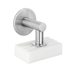 WENKO Stainless Steel Shiny Soap Holder with Magnet and Turbo-Loc Wall Mount for Gluing, Silver matt, 4,5 x 4 x 7 cm
