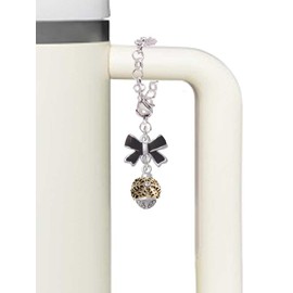 Delight Jewelry Goldtone Snowflake with Crystal Spinner - Black Bow Charm Accessory for Tumblers and Thermal Cups