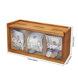 Mczxon Spend Save Give Piggy Bank for Kids, Money Coin Savings Piggy Bank Jar Box for Kids Child Safe Money Saver, Teach Children About Giving & Saving Money Piggy Box for Childrens Boys Girls