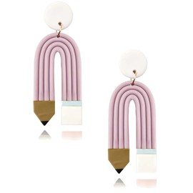 Clay Pencil Earrings Teacher Earrings for Women Polymer Clay Pencil Jewelry for Teachers Teachers' Day Gift Back to School Earrings, Polyester, No Gemstone