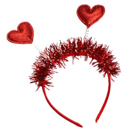 Ankelesz Valentine's Day Heart Headband Red Sequin Love-shaped Head Boppers Party Hair Accessoires for Holiday Festival