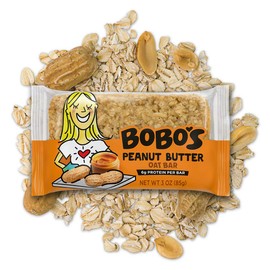 Bobo's Oat Bars (Peanut Butter, 12 Pack of 3 oz Bars) Gluten Free Whole Grain Rolled Oat Bars - Great Tasting Vegan On-The-Go Snack, Made in the USA