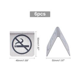 AHANDMAKER Pack of 6 Stainless Steel Non-Smoking Sign, Double-Sided Non-Smoking Warning Sign, No Smoking Place Card for Libraries, Hotels, Cafés, 4.8 x 5 x 5 cm