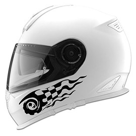 Checkered Flame Design Auto Car Racing Motorcycle Helmet Decal - 5" - Black