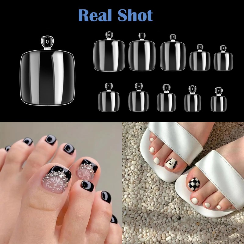 Pack of 500 Transparent Artificial Toenails, Artificial Toe Nail Tips,