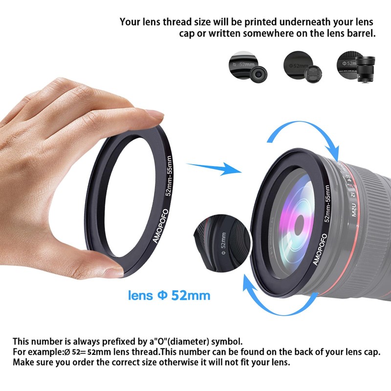 52mm to 55mm Camera Filter Ring/52mm to 55mm Step-Up Ring