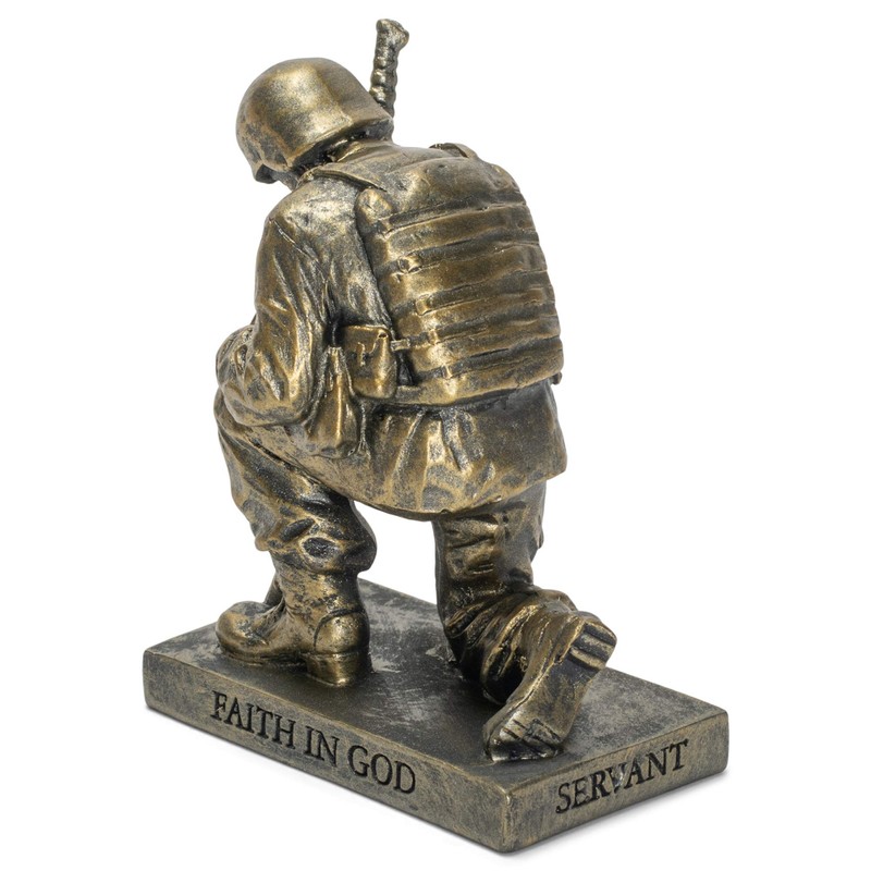 Dicksons Duty Faith God Praying Soldier 5 inch Gold Resin