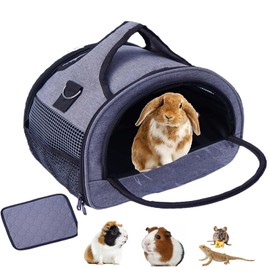 Rabbit Carrier Bag Small Pet Carrier for Guinea Pig Hamster Bird Rabbit Bearded Dragon Kitten Pet Bag with Sturdy Handle and Waterproof Pad Easy Travel and