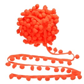 uxcell 10 Yards Pom Pom Trim Ribbon, 1" Wide Fluorescent Orange Pom Pom Ball Fringe Trim Sewing Fringe Fabric Trim Ribbon for DIY Crafts Curtain Clothes Pillow Home Decoration