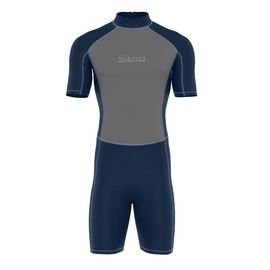 Sikma Men’s Wetsuit 3mm Neoprene Surfing Diving Suit Short Sleeves Back Zip Flexible and Comfortable Perfect for Swimming, Scuba Diving, Snorkeling (Blue, X-Large)