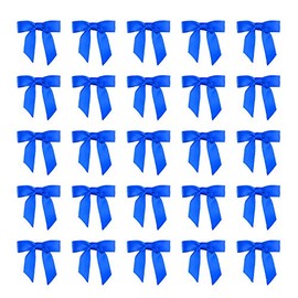 7Rainbows 50pcs Boutique 1.5" Blue Satin Ribbon Mini Bows for Craft Sewing Scrapbooking Wedding and Gift Wrapping
