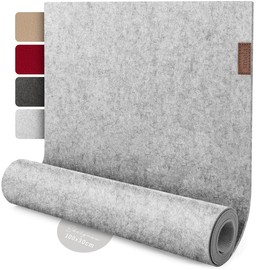 smøla Design Table Runner Grey Felt I 100 x 30 cm Table Runner I Scandinavian Felt Runner Table Washable with Leather Label - Table Runner Winter Elegant Grey