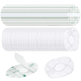 200 Pcs Disposable Waterproof Ear Stickers Covers for Swimming, Hypoallergenic Ear Stickers with Soft Cotton Ear Plugs for Family Use by Bathing (Stickers 100 Pcs+Protectors 100 Pcs)