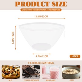 Diakey 6 Pack Nut Milk Bag, Bowl-Shaped Reusable Cheese Cloth Bag for Straining, Drawstring Fine Mesh Food Strainer for Almond Milk, Juice, Tea, Cold Brew Coffee, Greek Yogurt, Small