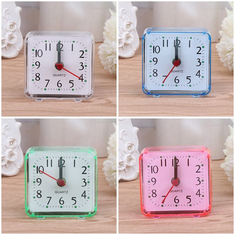 Mini Square Alarm Clock Silent Quartz Desk Table for Time