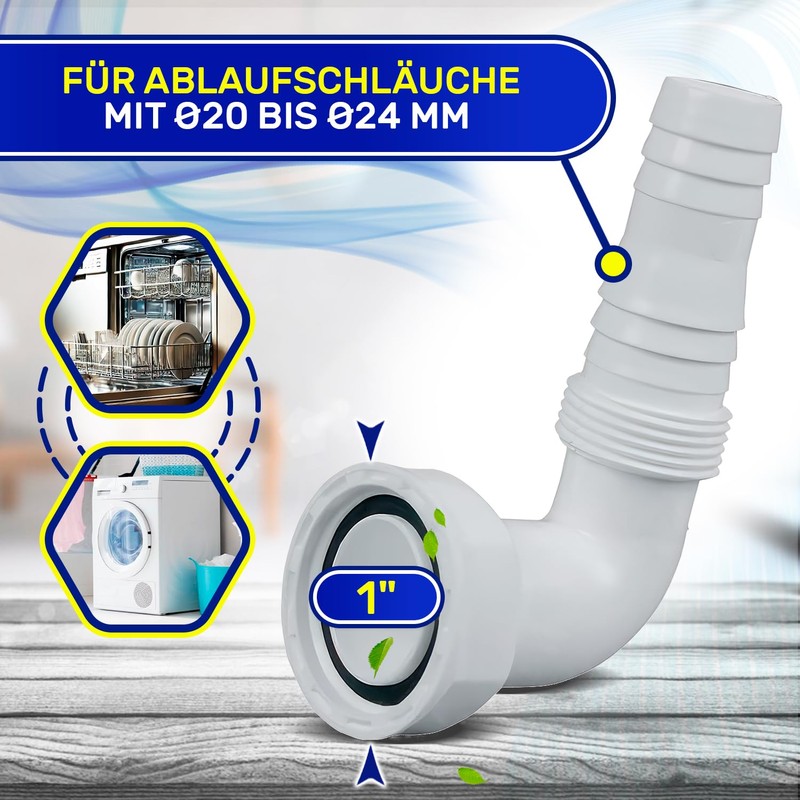 Connector 90° for Washing Machine and Dishwasher Drain Pipe for