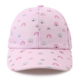 MniJiza Toddler Girls Baseball Cap Adjustable Kids Trucker Hats Girl Sun Hat for Spring Summer (4-8Y, Pink Rainbow)