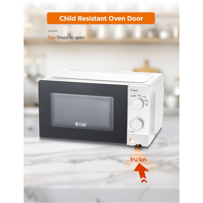 Commercial Chef 0.6 Cu. Ft. Countertop Microwave Oven, Mechanical Dial