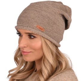 Alur EKO Women's Beanie Winter Hat Knitted Hat Warm Elastic Elegant Winter Hat Soft Yarn Stylish Universal Warm, latte
