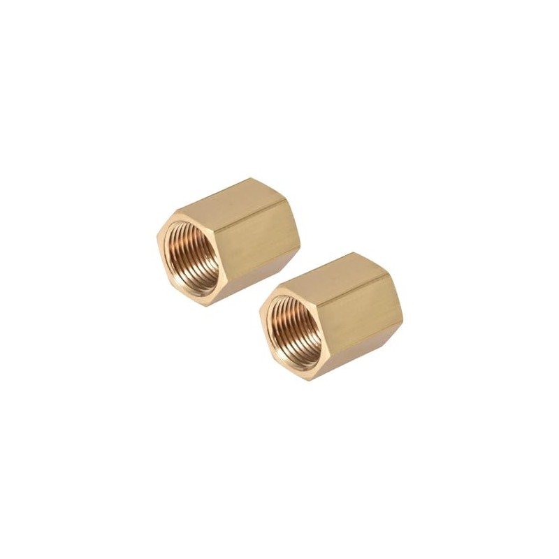 TA-VIGOR 2Pcs Brass Pipe Fitting Connector Straight Hex Nipple Coupler