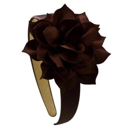 Funny Girl Designs Girls Tropical Flower Satin Arch Headband for Everyday and Special Occasions with No Slip Lining (BROWN)
