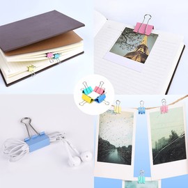 Pack of 180 Foldback Clips 15 mm Metal Binder Clips Paper Clips Colourful