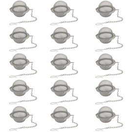 RONYOUNG 15Pcs Stainless Steel Tea Ball Mesh Tea Infuser Strainers Premium Tea Filter Tea Interval Diffuser with Extended Chain Hook for Brew Loose Leaf Tea and Seasonings &spices