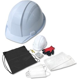 Yamazen YHS-7 Disaster Preparedness Helmet, 7-Piece Set, Width 8.9 x Depth 11.0 x Height 5.3 in (22.7 x 28 x 13.5 cm), Evacuation Supplies, For Emergency Prep Storage, White