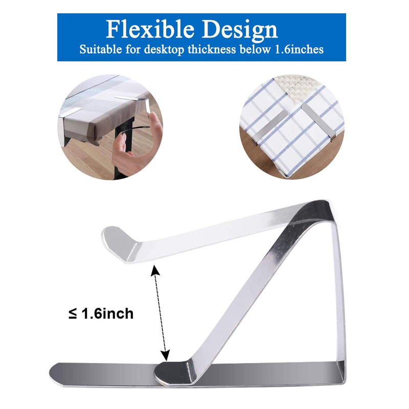 Heeke Stainless Steel Tablecloth Clips - 12PCS Triangle Structure Holders