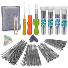 QMNNMA Needle Felting Kit, Wool Felting Needles, 4 Sizes Needle Felting Needles with 3 types Wooden Handle, Felting Pad, Complete Needle Felting Tools Kit for DIY Felting Wool Projects