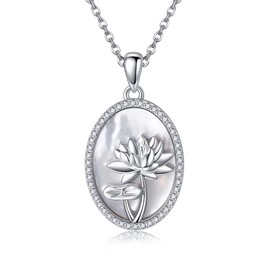 ONEFINITY Lotus Necklace 925 Sterling Silver July Birth Flower Necklace Lotus Flower Jewellery Gift For Women