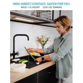 TORCHSTAR LED Under Cabinet Lighting 3CCT, 12 Inch 8W 540LM, Hardwired & Plug-in, Hand Wave Motion Sensor, CRI90 120V ETL Dimmable Under Counter Lights for Kitchen, White Aluminum Housing, Pack of 2