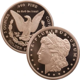 Katy Craig 5oz .999 Morgan Dollar Fine Copper Round with Capsule Size XL (64mm) Large