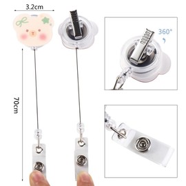 Leadigol 9 Pcs Retractable Badge Reel, Cartoon Bear Name Card Holder Reel Clip Retractable ID Badge Holder with 360 Rotating Clip for Office