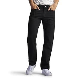 Lee Men's Regular Fit Straight Leg Jean, Double Black, 42W x 32L