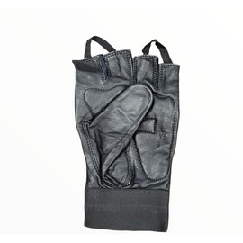 Weight Lifting Power Lifting Gloves Leather Full Padded Long Wrist Wrap Exercise Strengthen Fitness Gym Black White W-017 (Medium)