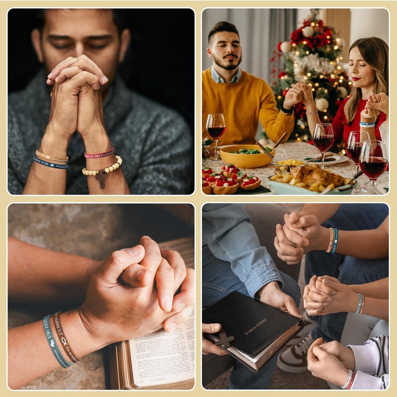 CYCLUSIVE Ultra-Thin 40 Pieces Christian Rubber Bracelets Bulk Bible Verse