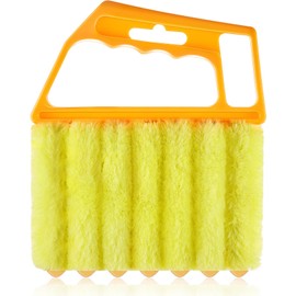1 Pcs Window Venetian Blind Cleaner Duster Tool Washable 7 Fingers Dusting Cleaner and Air Vent Shutter Brush Blinds Air Conditioner Fan Duster Dirt Housekeeping Tool (Orange)