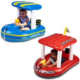 Zone Tech Inflatable Harbor Patrol Boat Pool Float and Harbor Master Boat Pool Float Ride On Fun Water Toy Squirter