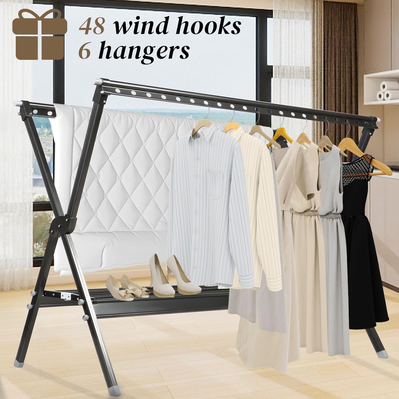 SERdeerCH 54-90.5 Inches Clothes Drying Rack,Foldable Laundry Clothes Drying Rack,