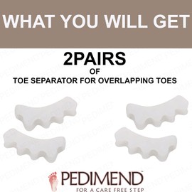 Pedimend 2 Pair Gel Toe Separator, Gel Toe Stretchers for Overlapping Toes, Easy Wear in Shoes, Alleviating Pain After Yoga and Sports Activities, Can be used in Nail Art Salon Pedicure Manicure Tool