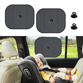 Kewucn 2 PCS Car Side Window Sun Shades with Suction Cup, 17.3"×14.2" Folding Privacy Protection Curtains and Sun UV Rays Blocker, Universal Auto Window Covers for Baby, Pets, Children (Back Seat)