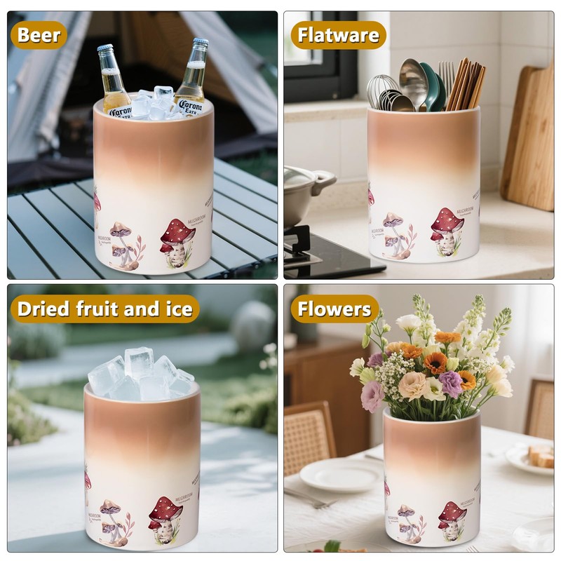 Craftmastudio Mushroom Kitchen Utensil Holder，Ceramic Utensil Holder for Counter, Large