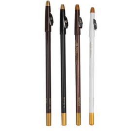 4pcs Kit(Black & White & Dark Brown & Light Brown), Beard and Hairline Outliner Pencils with Sharpener for Shaping Tools Stencils Guide