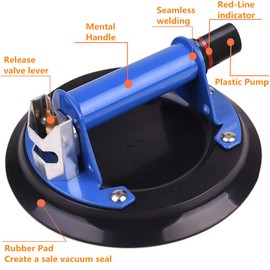 IMT 8" Glass Suction Cup with Metal Handle, Heavy Duty Vacuum Suction Cup Glass Lifter, Granite/Glass/Tiles Lifting Window Replacement, 240lbs Load Capacity with Carrying Case