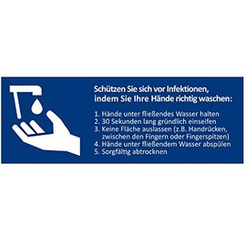 Pack of 5 Stickers, Hand Washing, Note Sign for Instructions for Washing Hands and Hand Hygiene DIN A6 Long (7.4 x 21 cm) (Hand Washing)