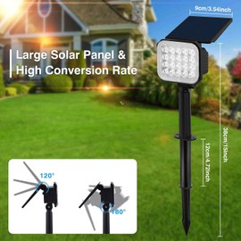 T-SUN 2PCS Solar Garden Spotlight Outdoor Solar IP65 for Yard Garden Driveway Porch US